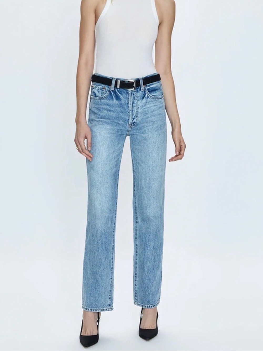 PISTOLA Light Blue High-Rise Straight Leg Cassie Collection Jeans 29
